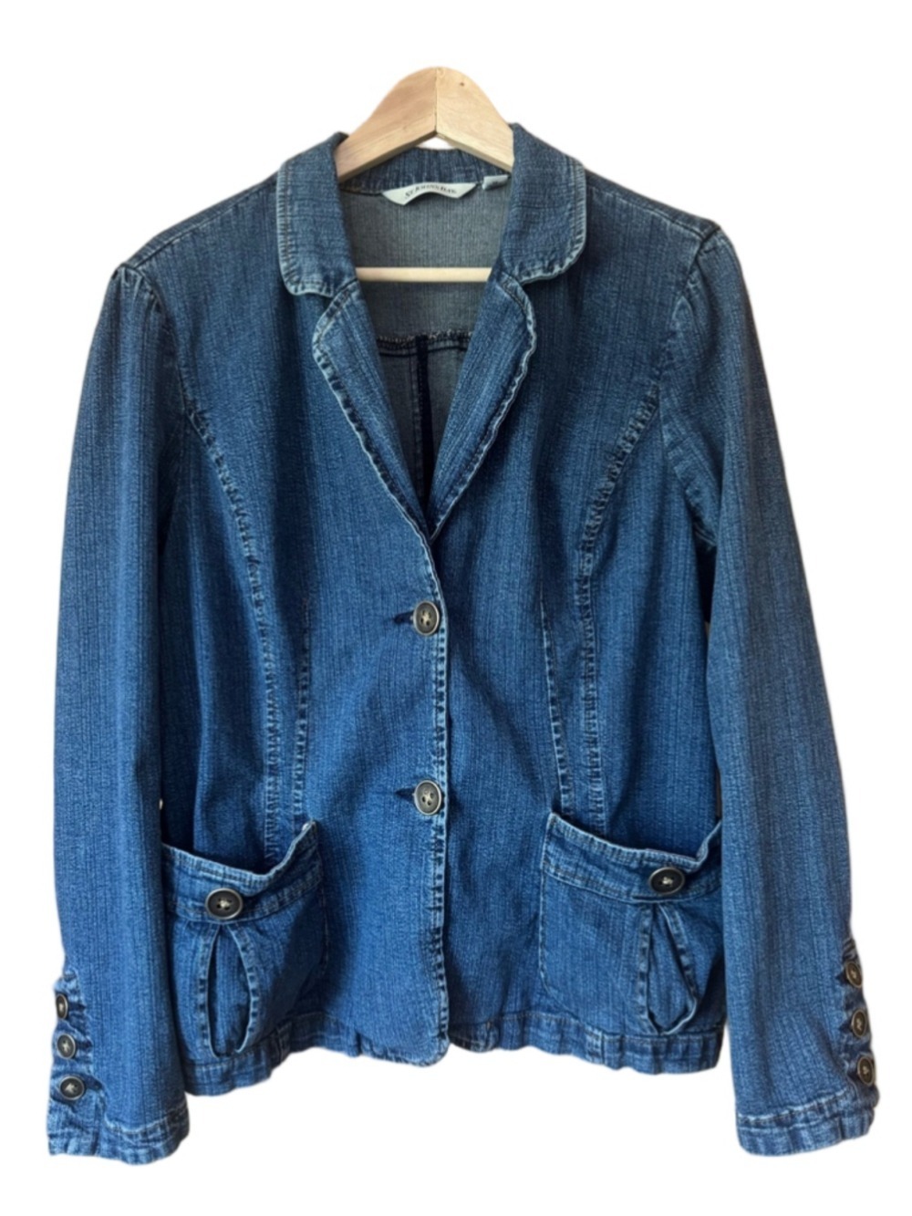 Vintage St. John's Bay Notched Collar Jean Jacket Denim Blazer size XL